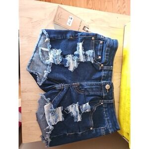 Vins Me Low Waist Fringe Denim Jean Shorts Size 1 NWT Juniors Stretch